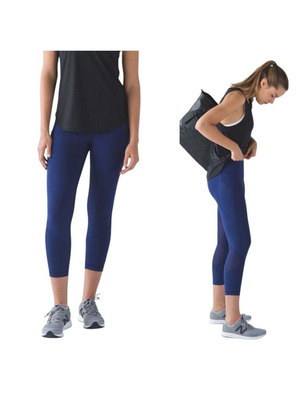 Lululemon Hero Blue Cropped Leggings Size 4 Running Athleisurecore Gymwear Yoga